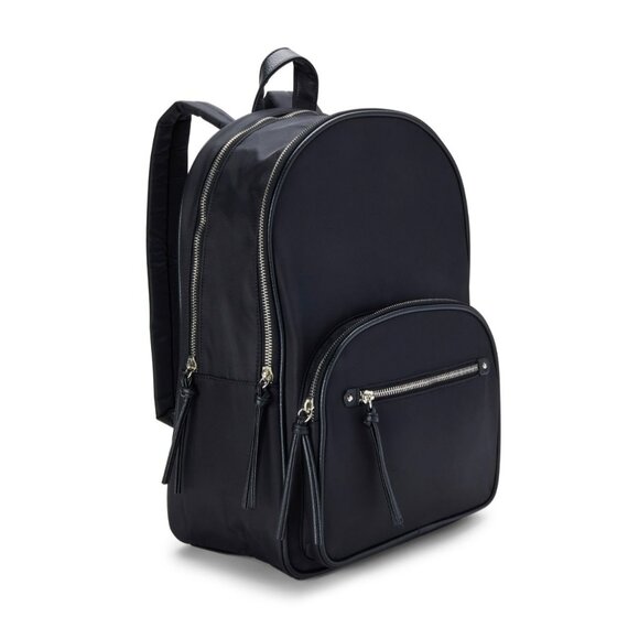 NWT No Boundaries Black Double Gusset Travel School Stylish Black Zip Backpack - Picture 3 of 4